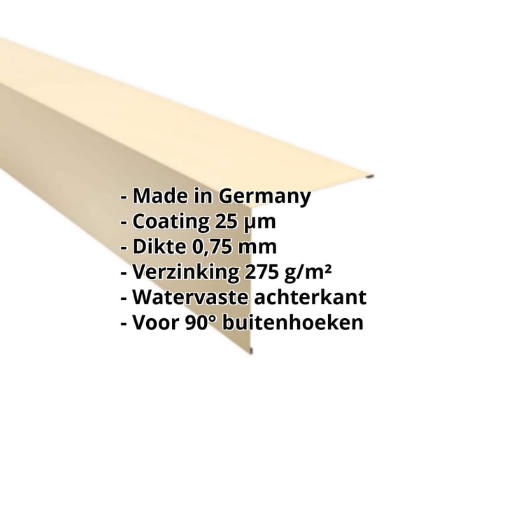 Buitenhoek | 195 x 195 mm | Staal 0,75 mm | 25 µm Polyester | 1015 - Licht ivoorkleurig #2