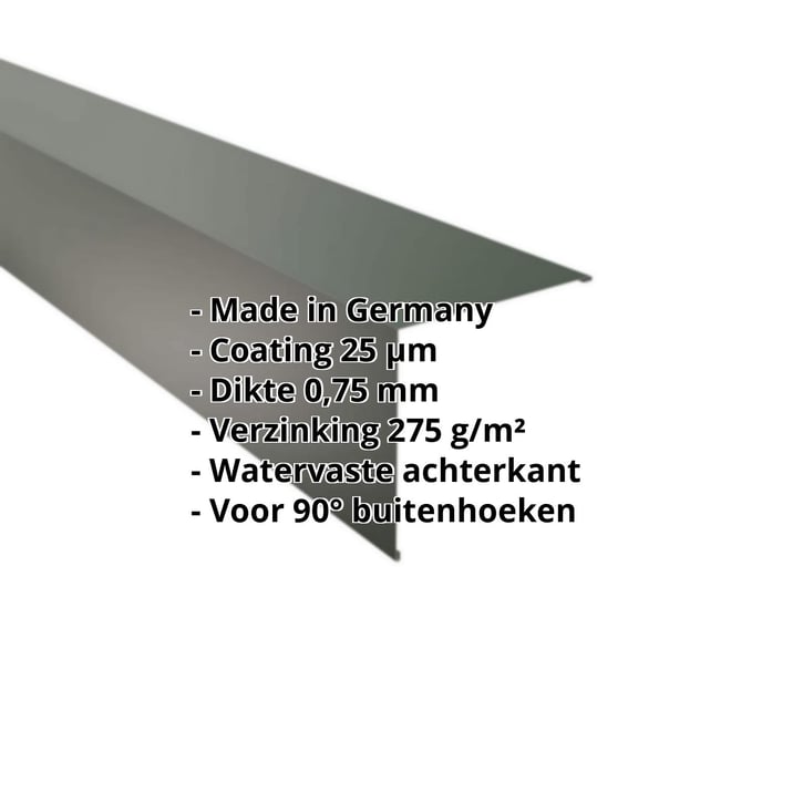 Buitenhoek | 195 x 195 mm | Staal 0,75 mm | 25 µm Polyester | 6020 - Chroomoxydegroen #2