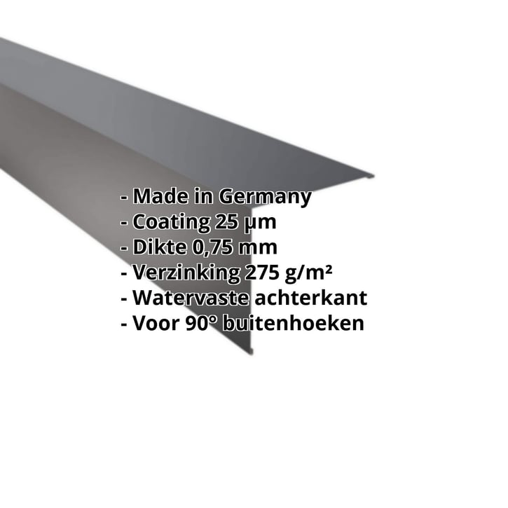Buitenhoek | 195 x 195 mm | Staal 0,75 mm | 25 µm Polyester | 7016 - Antracietgrijs #2