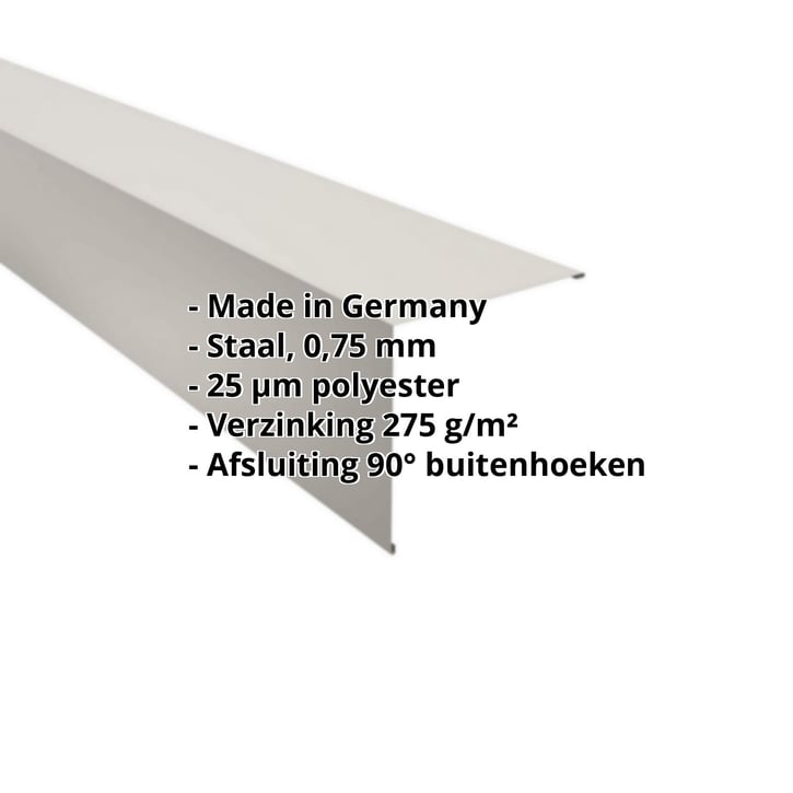 Buitenhoek | 195 x 195 mm | Staal 0,75 mm | 25 µm Polyester | 9002 - Grijswit #2