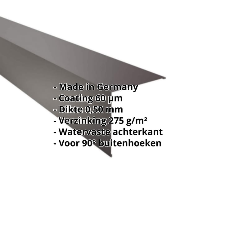 Buitenhoek | 195 x 195 mm | Staal 0,50 mm | 60 µm Puramid | 6017 - Chocoladebruin #2