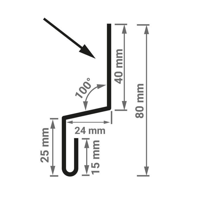 Dorpel | Typ 1 | 40 x 24 x 25 x 2000 mm | Staal 0,75 mm | 25 µm Polyester | 6011 - Resedagroen #3