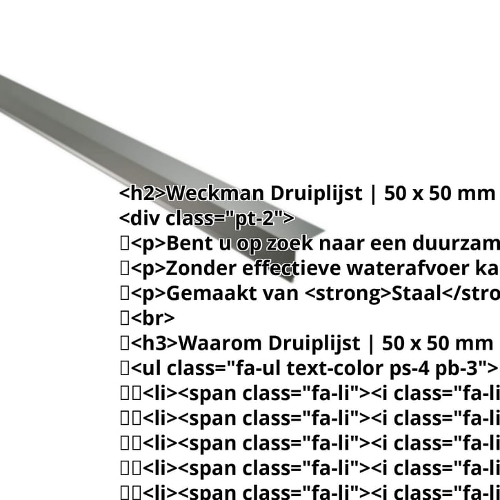 Druiplijst | 50 x 50 mm | 100° | Staal 0,50 mm | 25 µm Polyester | 6020 - Chroomoxydegroen #2