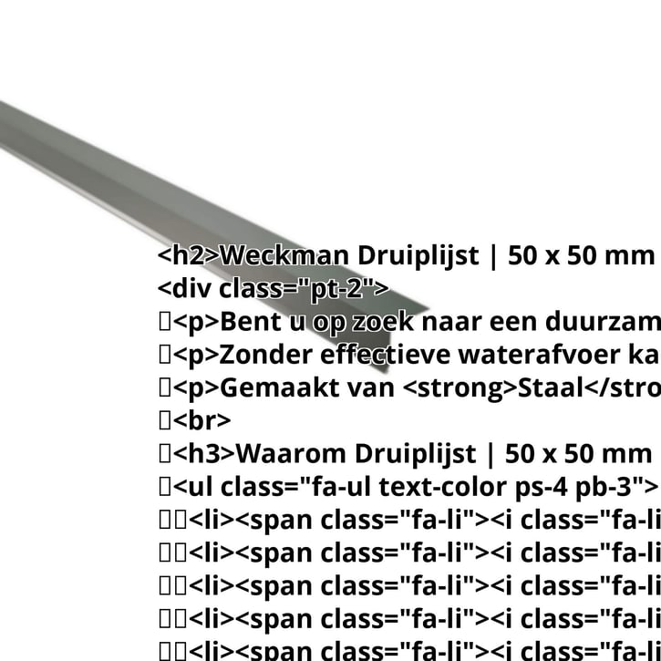Druiplijst | 50 x 50 mm | 95° | Staal 0,50 mm | 25 µm Polyester | 6020 - Chroomoxydegroen #2