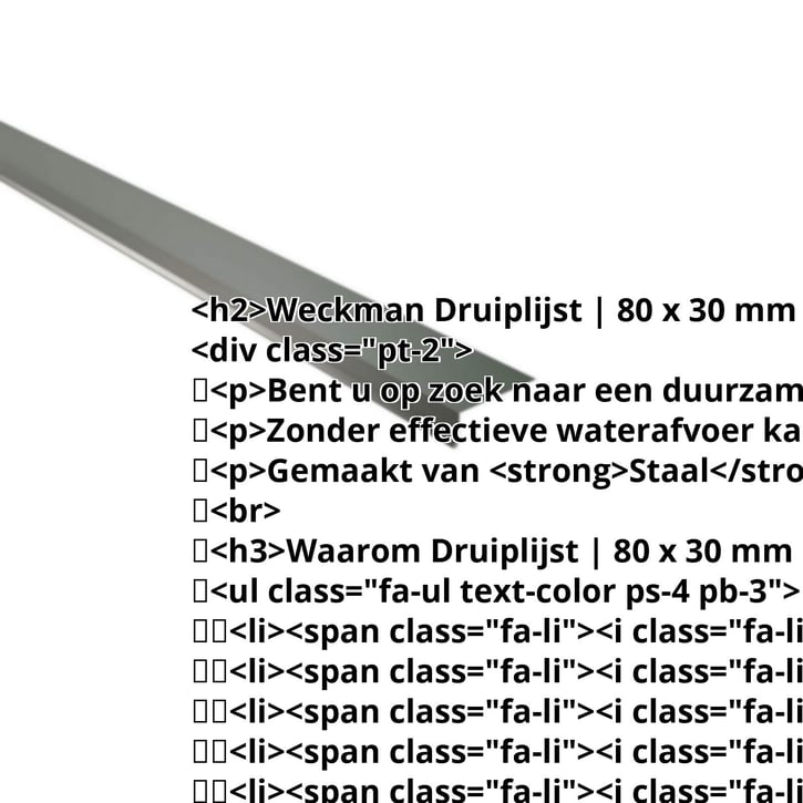 Druiplijst | 80 x 30 mm | 95° | Staal 0,50 mm | 25 µm Polyester | 6020 - Chroomoxydegroen #2