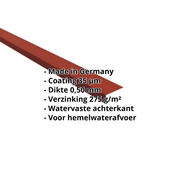 Druiplijst | 80 x 30 mm | 95° | Staal 0,50 mm | 35 µm Mattpolyester | 29 - Rood #2