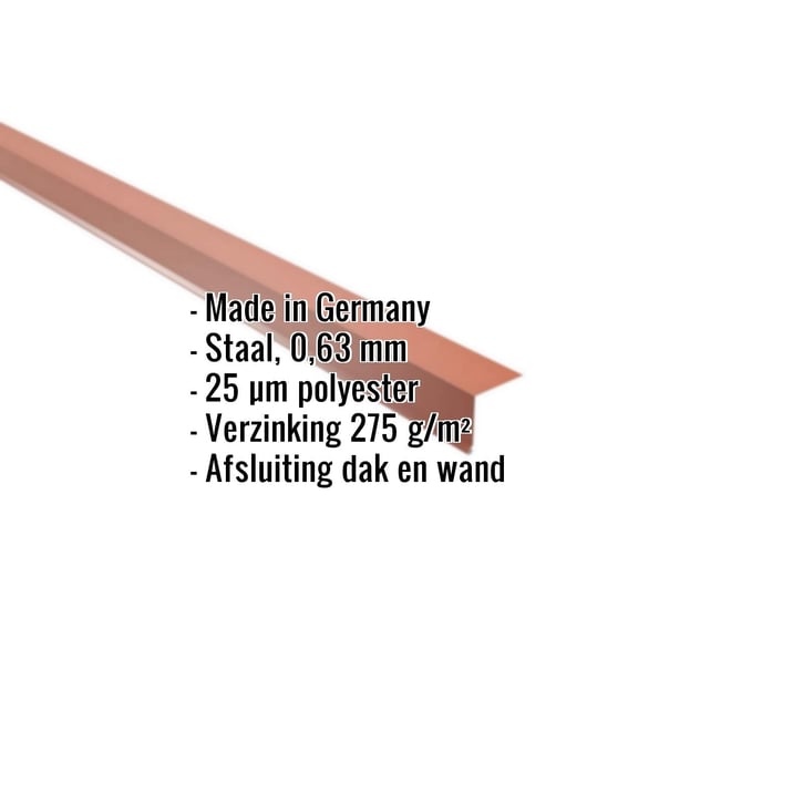 Muuraansluiting | 16 x 11,5 cm | 95° | Staal 0,63 mm | 25 µm Polyester | 8004 - Koperbruin #2