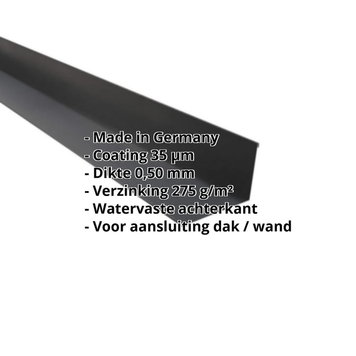 Muuraansluiting | 160 x 115 mm | 95° | Staal 0,50 mm | 35 µm Mattpolyester | 23 - Donkergrijs #2