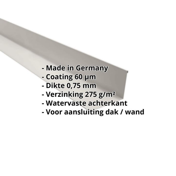 Muuraansluiting | 160 x 115 mm | 95° | Staal 0,75 mm | 60 µm Puramid | 9002 - Grijswit #2