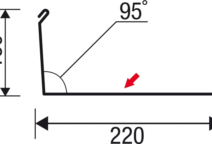 Muuraansluiting | 220 x 150 mm | 95° | Staal 0,50 mm | 25 µm Polyester | 5010 - Gentiaanblauw #5
