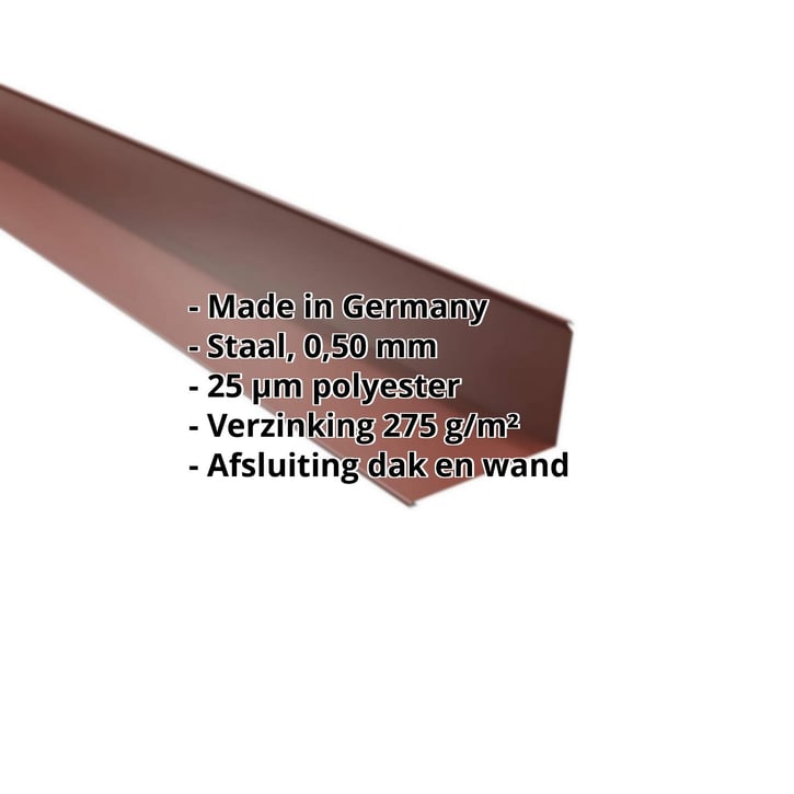 Muuraansluiting | 220 x 150 mm | 95° | Staal 0,50 mm | 25 µm Polyester | 8012 - Roodbruin #2
