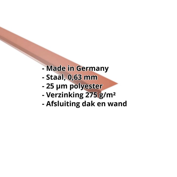 Muuraansluiting | 220 x 150 mm | 95° | Staal 0,63 mm | 25 µm Polyester | 8004 - Koperbruin #2