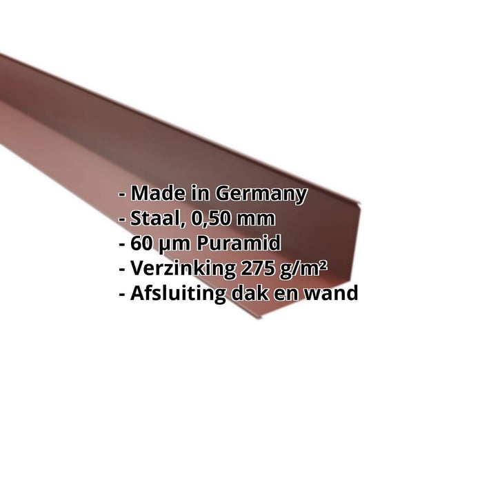 Muuraansluiting | 220 x 150 mm | 95° | Staal 0,50 mm | 60 µm Puramid | 6012 - Roodbruin #2