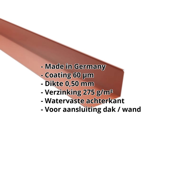 Muuraansluiting | 220 x 150 mm | 95° | Staal 0,50 mm | 60 µm Puramid | 8004 - Koperbruin #2