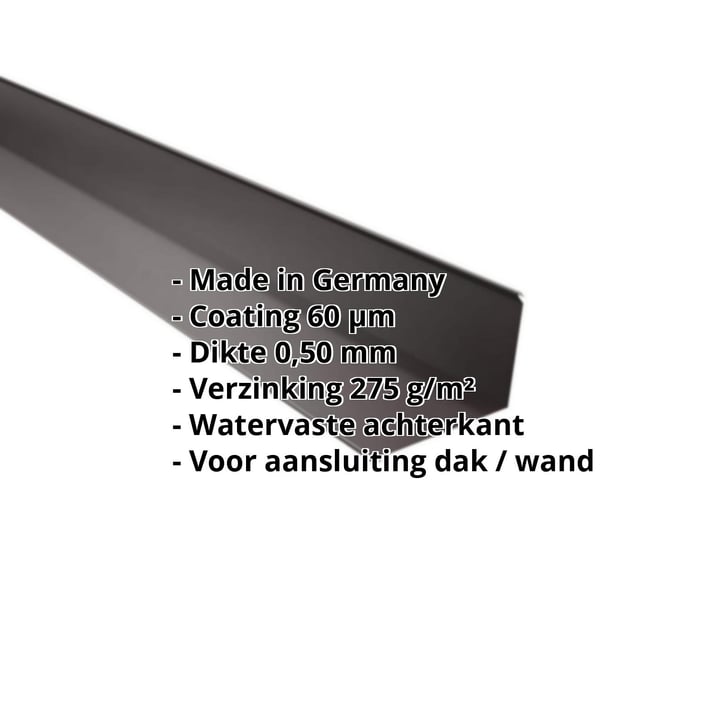 Muuraansluiting | 220 x 150 mm | 95° | Staal 0,50 mm | 60 µm Puramid | 6017 - Chocoladebruin #2