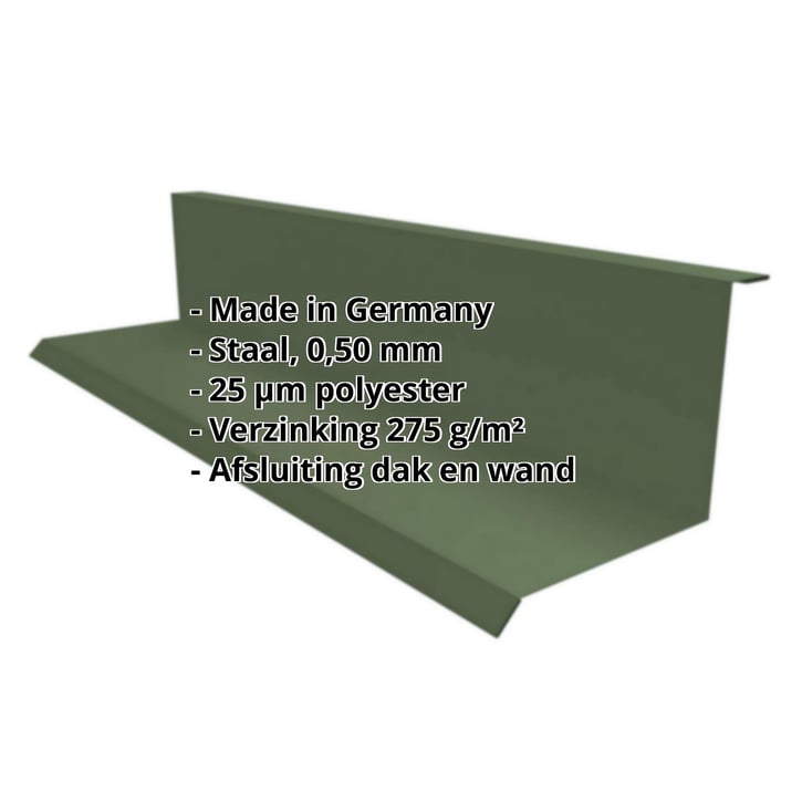 Muuraansluiting | Typ 1 | 100 x 110 x 2000 mm | 90° | Staal 0,50 mm | 25 µm Polyester | 6020 - Chroomoxydegroen #2