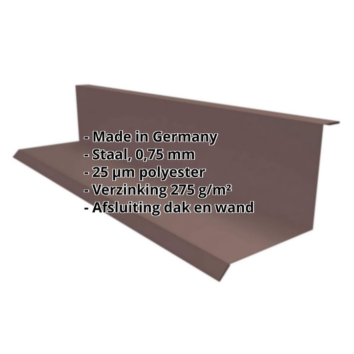 Muuraansluiting | Typ 1 | 100 x 110 x 2000 mm | 90° | Staal 0,75 mm | 25 µm Polyester | 8017 - Chocoladebruin #2
