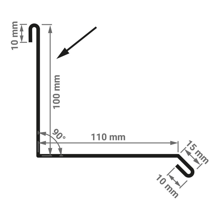 Muuraansluiting | Typ 2 | 100 x 110 x 2000 mm | 90° | Staal 0,75 mm | 25 µm Polyester | 6005 - Mosgroen #3