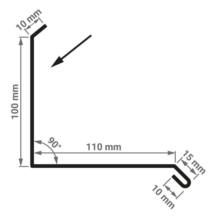 Muuraansluiting | Typ 3 | 100 x 110 x 2000 mm | 90° | Staal 0,50 mm | 50 µm PURLAK® | 9005 - Gitzwart #3