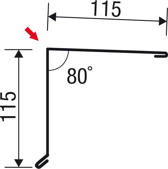 Nok lessenaarsdak | 11,5 x 11,5 cm | 80° | Staal 0,63 mm | 25 µm Polyester | 1015 - Licht ivoorkleurig #5
