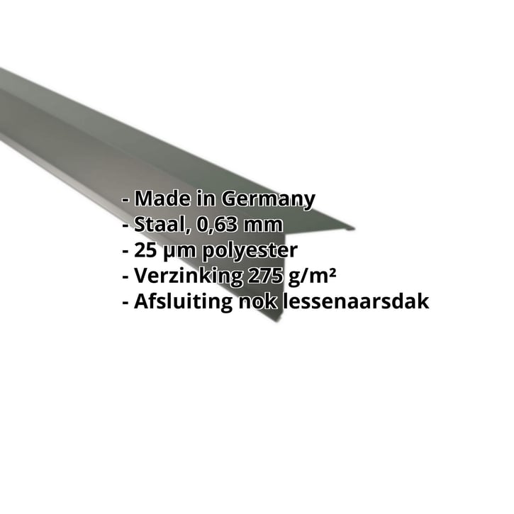Nok lessenaarsdak | 115 x 115 mm | 80° | Staal 0,63 mm | 25 µm Polyester | 6020 - Chroomoxydegroen #2