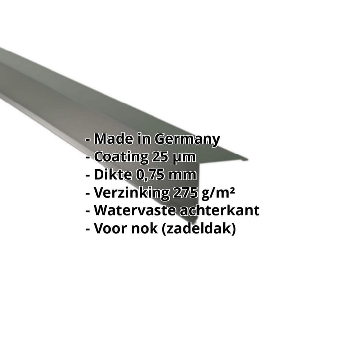 Nok lessenaarsdak | 115 x 115 mm | 80° | Staal 0,75 mm | 25 µm Polyester | 6020 - Chroomoxydegroen #2