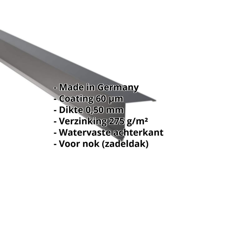 Nok lessenaarsdak | 115 x 115 mm | 80° | Staal 0,50 mm | 60 µm Puramid | 7016 - Antracietgrijs #2
