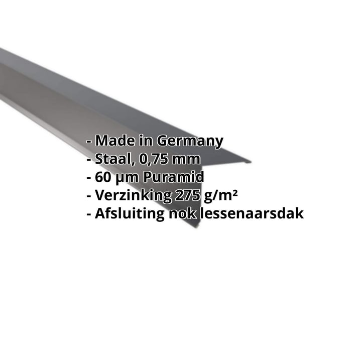 Nok lessenaarsdak | 115 x 115 mm | 80° | Staal 0,75 mm | 60 µm Puramid | 7016 - Antracietgrijs #2