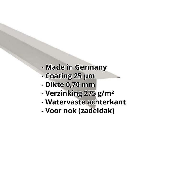 Nok lessenaarsdak | 115 x 115 mm | 80° | Aluminium 0,70 mm | 25 µm Polyester | 9006 - Zilver-Metallic #2