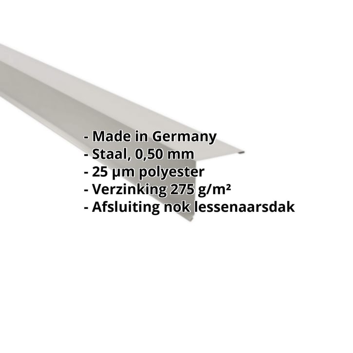 Nok lessenaarsdak | 115 x 115 mm | 85° | Staal 0,50 mm | 25 µm Polyester | 9006 - Zilver-Metallic #2