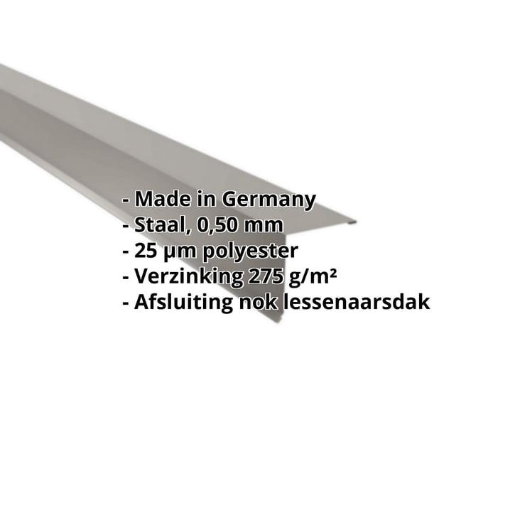 Nok lessenaarsdak | 115 x 115 mm | 85° | Staal 0,50 mm | 25 µm Polyester | 9007 - Grijs aluminiumkleurig #2
