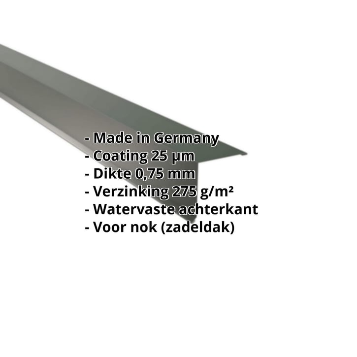 Nok lessenaarsdak | 115 x 115 mm | 85° | Staal 0,75 mm | 25 µm Polyester | 6020 - Chroomoxydegroen #2