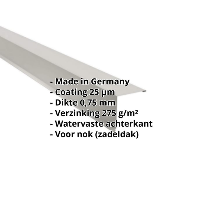 Nok lessenaarsdak | 115 x 115 mm | 85° | Staal 0,75 mm | 25 µm Polyester | 9006 - Zilver-Metallic #2