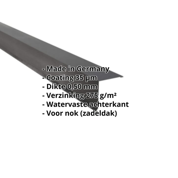 Nok lessenaarsdak | 115 x 115 mm | 85° | Staal 0,50 mm | 35 µm Mattpolyester | 23 - Donkergrijs #2