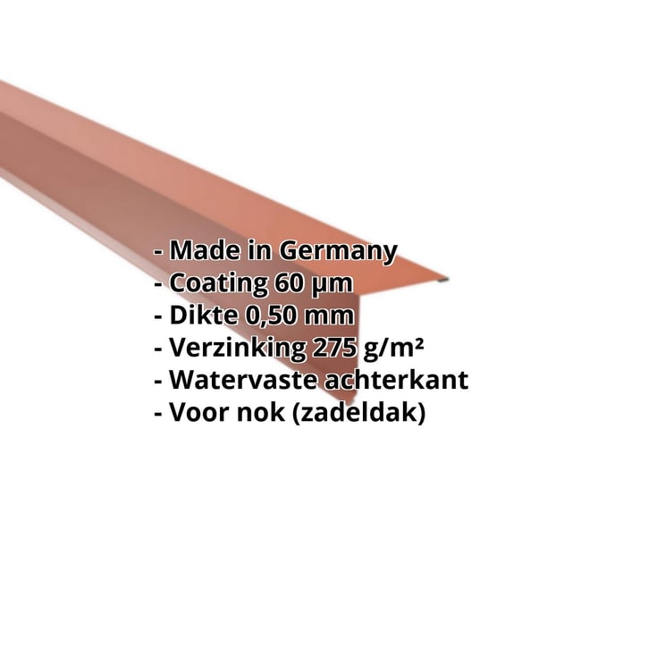 Nok lessenaarsdak | 115 x 115 mm | 85° | Staal 0,50 mm | 60 µm Puramid | 8004 - Koperbruin #2