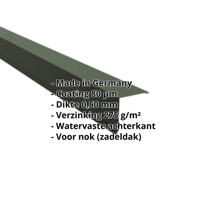 Nok lessenaarsdak | 115 x 115 mm | 85° | Staal 0,50 mm | 80 µm Shimoco | 6020 - Chroomoxydegroen #2