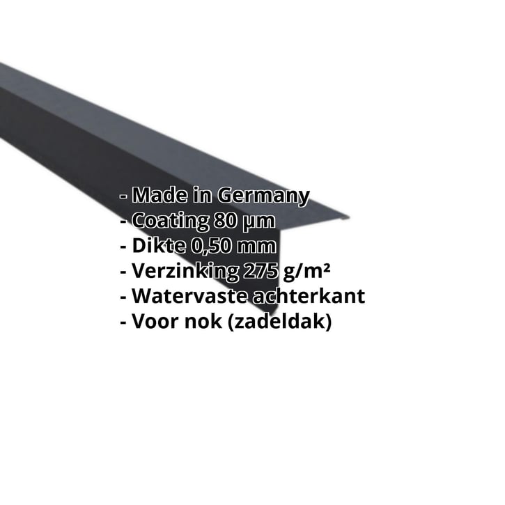 Nok lessenaarsdak | 115 x 115 mm | 85° | Staal 0,50 mm | 80 µm Shimoco | 7016 - Antracietgrijs #2
