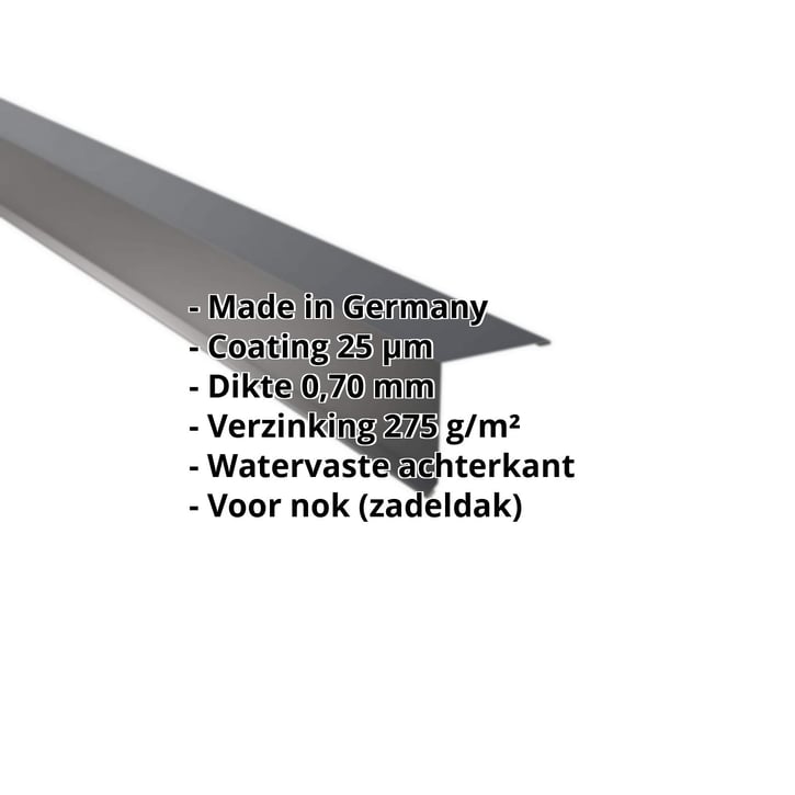 Nok lessenaarsdak | 115 x 115 mm | 85° | Aluminium 0,70 mm | 25 µm Polyester | 7016 - Antracietgrijs #2
