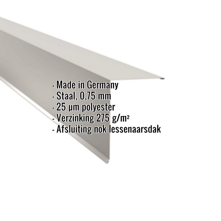 Nok lessenaarsdak | 20 x 25 cm | 80° | Staal 0,75 mm | 25 µm Polyester | 9002 - Grijswit #2