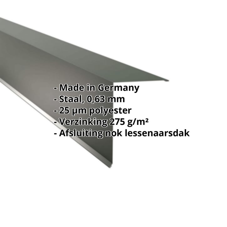 Nok lessenaarsdak | 200 x 250 mm | 80° | Staal 0,63 mm | 25 µm Polyester | 6020 - Chroomoxydegroen #2