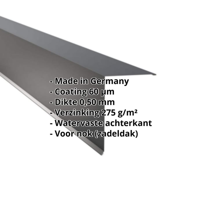 Nok lessenaarsdak | 200 x 250 mm | 80° | Staal 0,50 mm | 60 µm Puramid | 7016 - Antracietgrijs #2