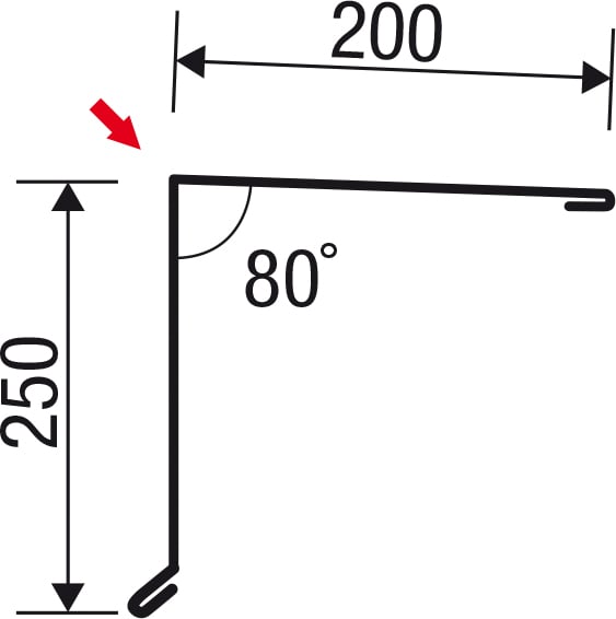 Nok lessenaarsdak | 200 x 250 mm | 80° | Staal 0,75 mm | 60 µm Puramid | 9002 - Grijswit #5