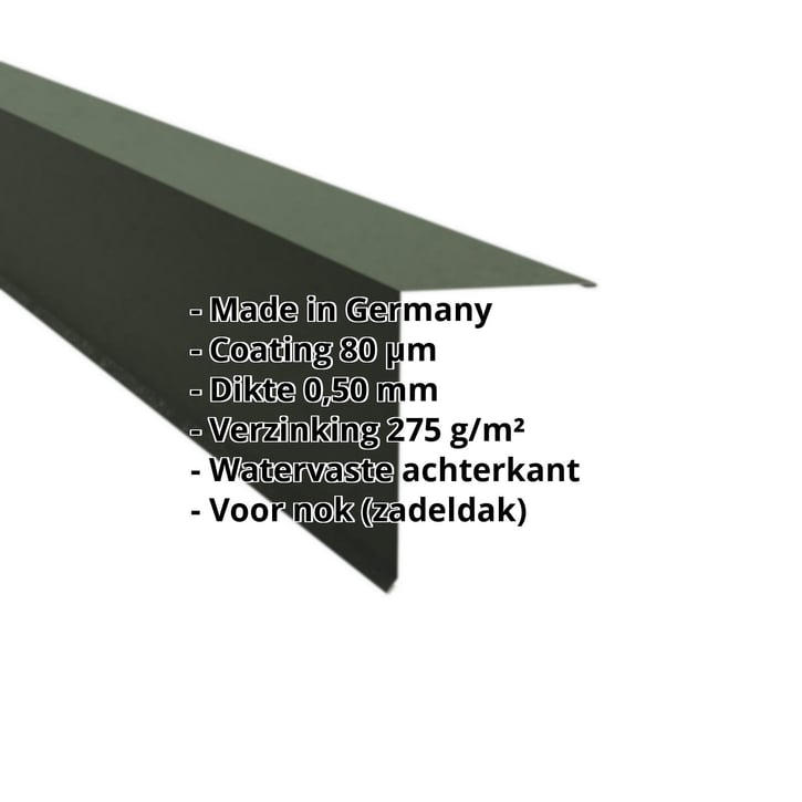 Nok lessenaarsdak | 200 x 250 mm | 80° | Staal 0,50 mm | 80 µm Shimoco | 6020 - Chroomoxydegroen #2