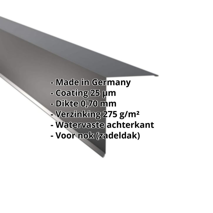 Nok lessenaarsdak | 200 x 250 mm | 80° | Aluminium 0,70 mm | 25 µm Polyester | 7016 - Antracietgrijs #2