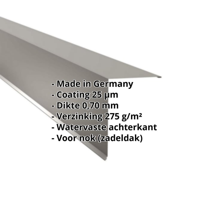 Nok lessenaarsdak | 200 x 250 mm | 80° | Aluminium 0,70 mm | 25 µm Polyester | 9007 - Grijs aluminiumkleurig #2
