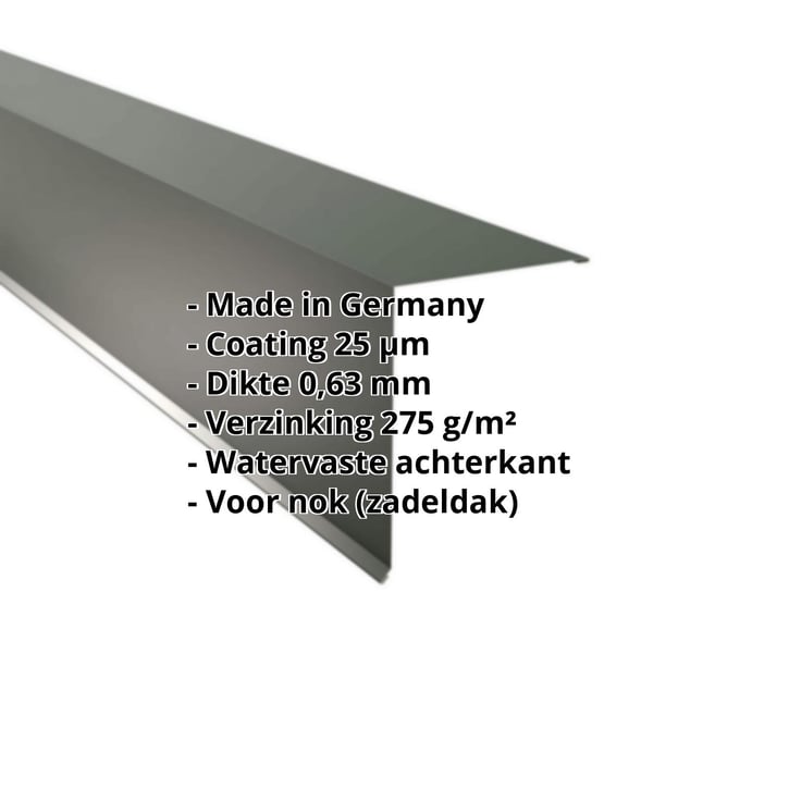 Nok lessenaarsdak | 200 x 250 mm | 85° | Staal 0,63 mm | 25 µm Polyester | 6020 - Chroomoxydegroen #2