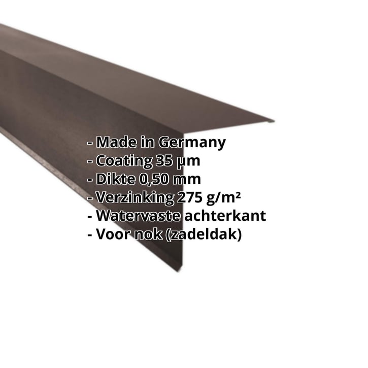 Nok lessenaarsdak | 200 x 250 mm | 85° | Staal 0,50 mm | 35 µm Mattpolyester | 32 - Donkerbruin #2