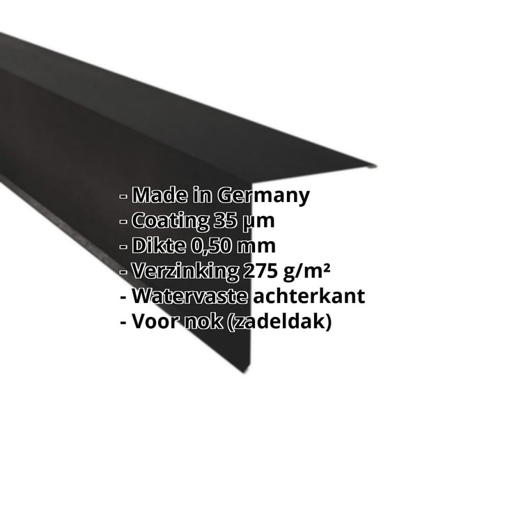 Nok lessenaarsdak | 200 x 250 mm | 85° | Staal 0,50 mm | 35 µm Mattpolyester | 33 - Zwart #2