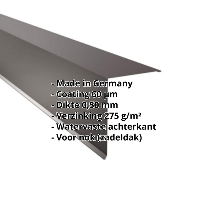 Nok lessenaarsdak | 200 x 250 mm | 85° | Staal 0,50 mm | 60 µm Puramid | 6017 - Chocoladebruin #2