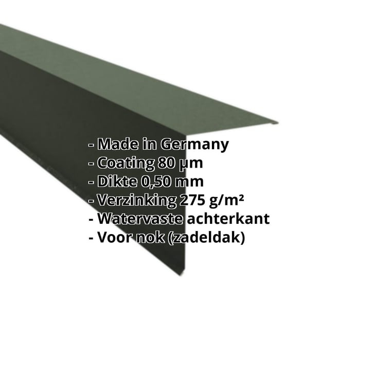 Nok lessenaarsdak | 200 x 250 mm | 85° | Staal 0,50 mm | 80 µm Shimoco | 6020 - Chroomoxydegroen #2